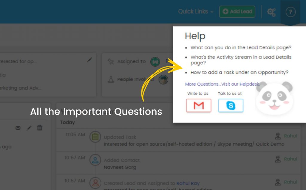 FAq 1Introducing 'Instant Help' section in the Wakeupsales CRM